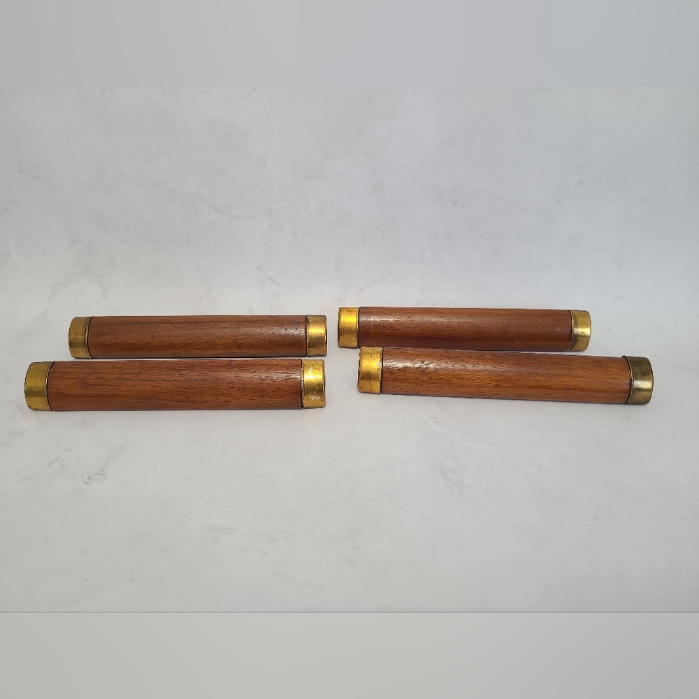 Vintage Wood & Brass Drawer Pulls